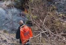 Gori trava i nisko rastinje u blizini graničnog prelaza Klobuk