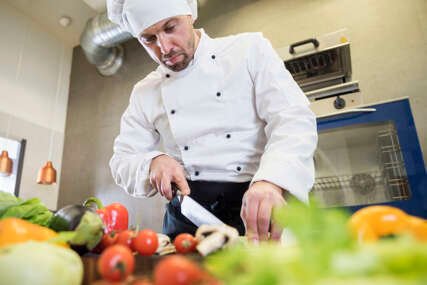 Low angle view of chef at work
